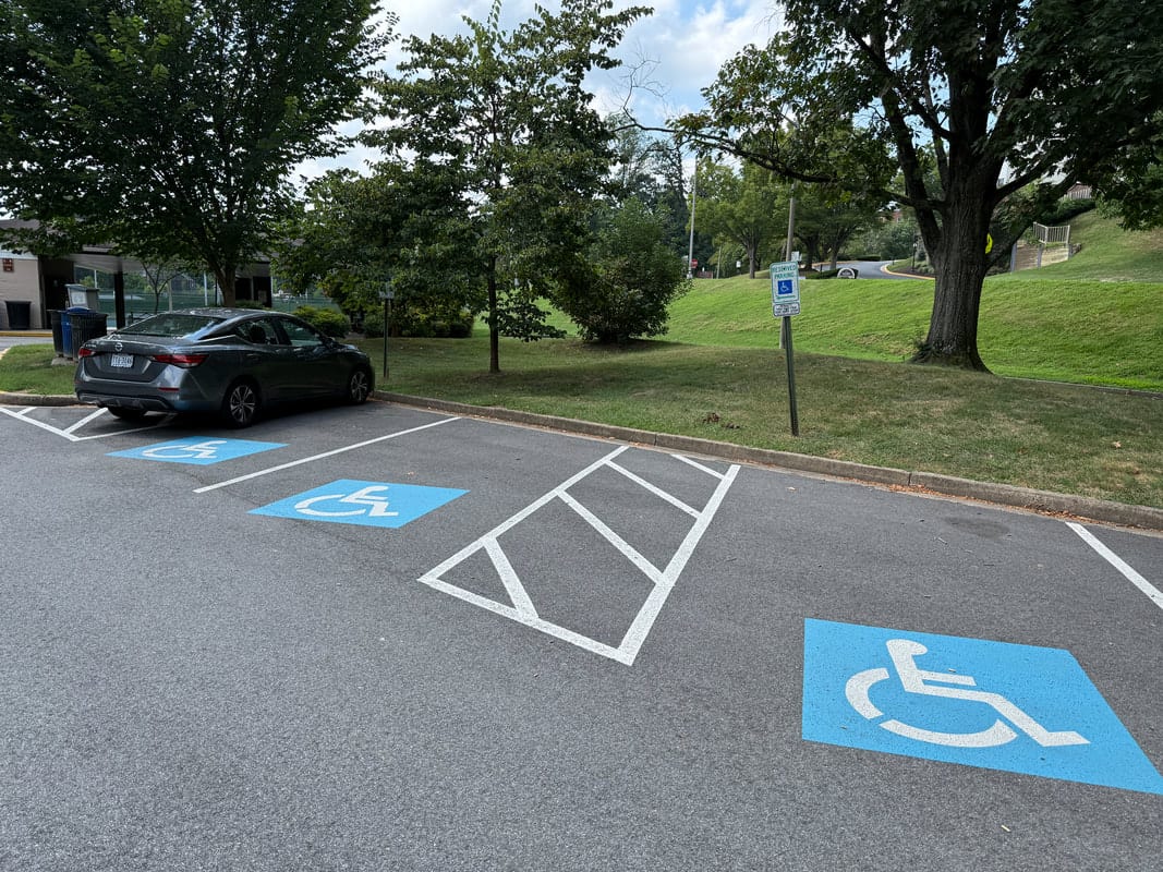 Accessible parking near the main shelter at Bluemont Park