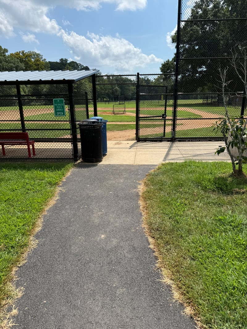 The accessible baseball field and viewing area at Bluemont Park