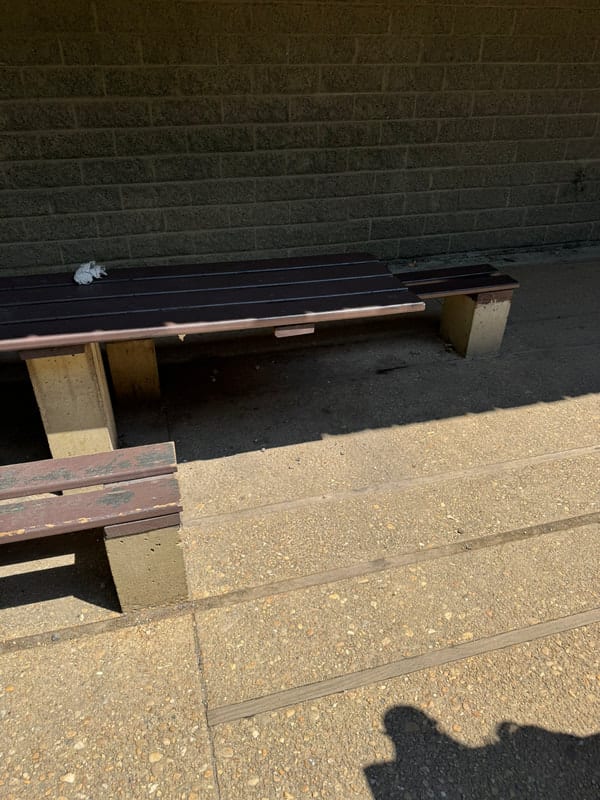 Accessible picnic tables near the restrooms at Great Falls National Park