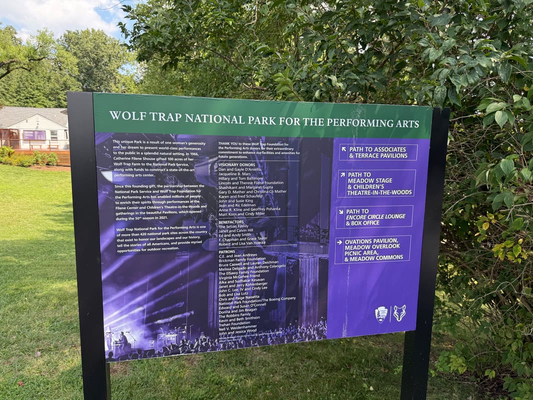 Signage near the main amphitheater at Wolf Trap National Park