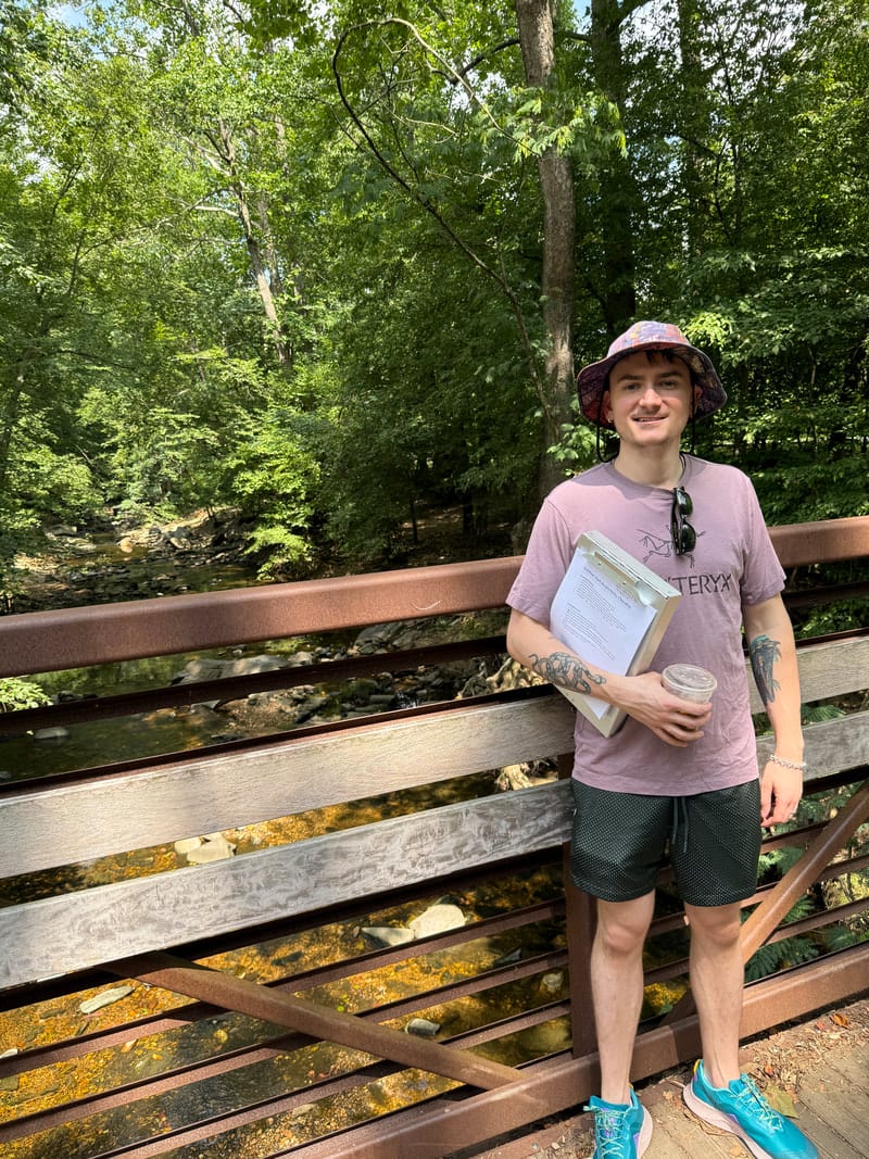 Andrew O'Dell conducting an accessibility site survey at a Northern Virginia park